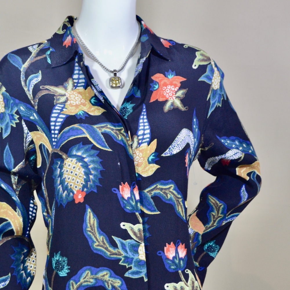 Maje Navy Rimbaud Baroque Print Blouse – Size S – NWT - Picture 9 of 14